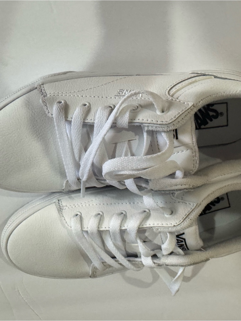 Vans Kids All-White Low-Top Lace-Up Sneakers